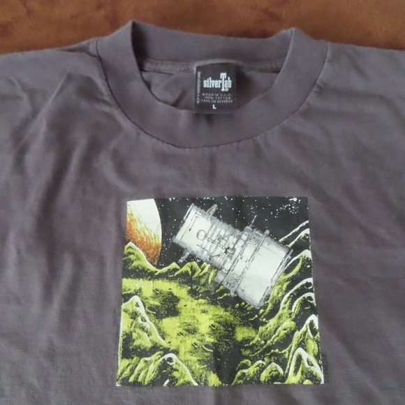 VTG Levi's SilverTab Gray Moon Space Satellite Graphic Long Sleeve Shirt L Skate - Picture 4 of 5